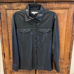 Good American Faux Leather Button Down